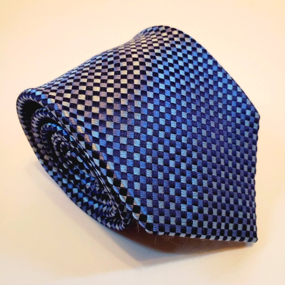 Westbury Necktie Blue Geometric Pattern Men's Silk Neck Tie Jacquard Fabric